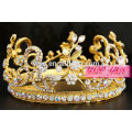 Dourado AB cristal claro flor casamento tiara rodada coroa
